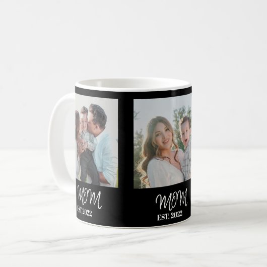 Mom Established, White Script, 3-Photo Coffee Mug Koffiemok (Voorkant links)