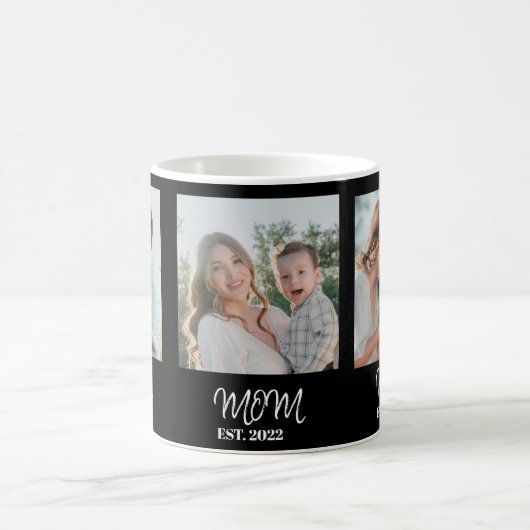 Mom Established, White Script, 3-Photo Coffee Mug Koffiemok (Center)
