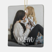 Mom Established White Script Photo Keramisch Ornament (Links)