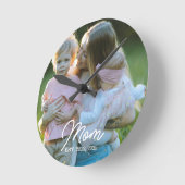 Mom Established White Script Photo Ronde Klok (Hoek)