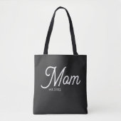 Mom Established White Script Tote Bag (Voorkant)