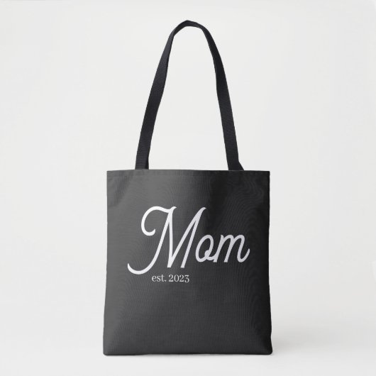 Mom Established White Script Tote Bag (Voorkant)