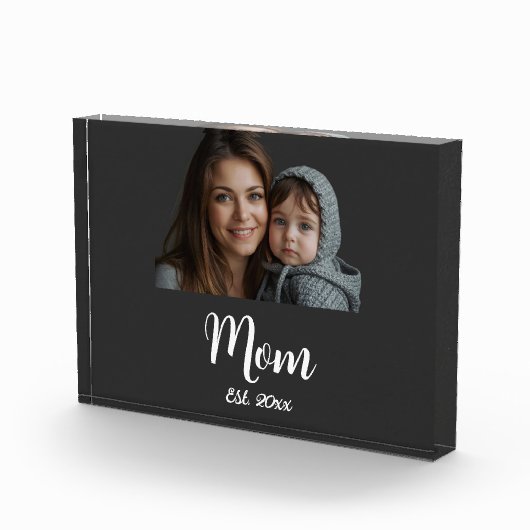 Mom Established Year Black Modern Script Fotoblokken (Rechts)
