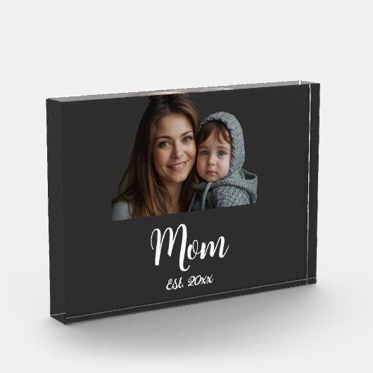 Mom Established Year Black Modern Script  Fotoblokken (Links)