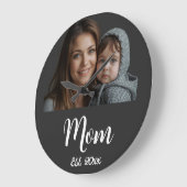 Mom Established Year Black Modern Script  Grote Klok (Hoek)