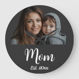 Mom Established Year Black Modern Script  Grote Klok
