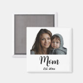 Mom Established Year Black Modern Script  Magneet (Voorkant / Achterkant)