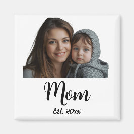 Mom Established Year Black Modern Script  Magneet