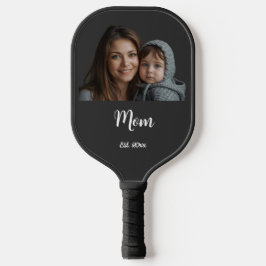 Mom Established Year Black Modern Script  Pickleball Paddle