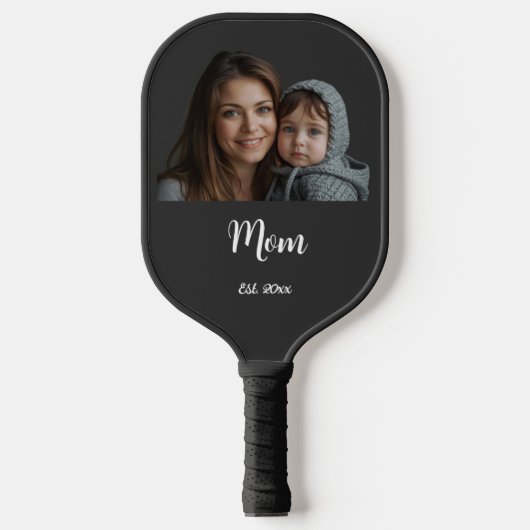Mom Established Year Black Modern Script  Pickleball Paddle (Voorkant)