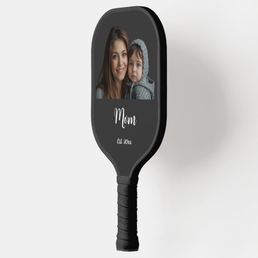 Mom Established Year Black Modern Script  Pickleball Paddle (Links)