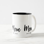 Mom Established Year New Mother Gift Tweekleurige Koffiemok (Voorkant rechts)