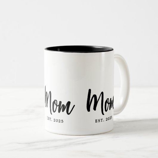Mom Established Year New Mother Gift Tweekleurige Koffiemok (Voorkant rechts)