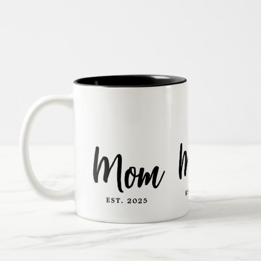 Mom Established Year New Mother Gift Tweekleurige Koffiemok (Links)