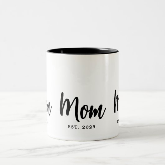 Mom Established Year New Mother Gift Tweekleurige Koffiemok (Center)