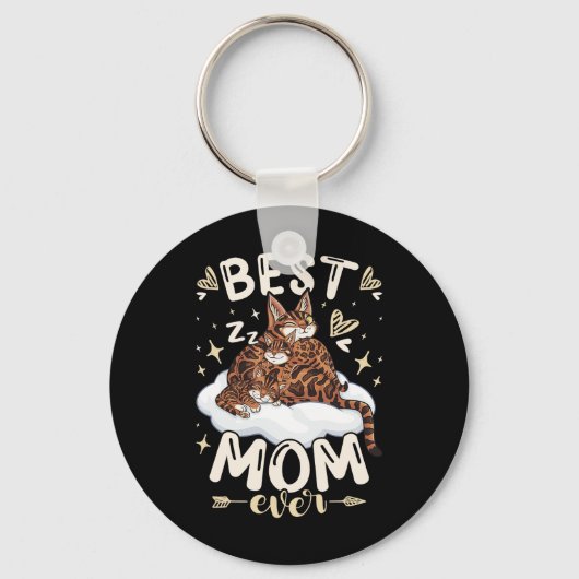 Mom Ever, Bengal Cat 2 Kittens, Mother's Day, Moth Sleutelhanger (Voorkant)