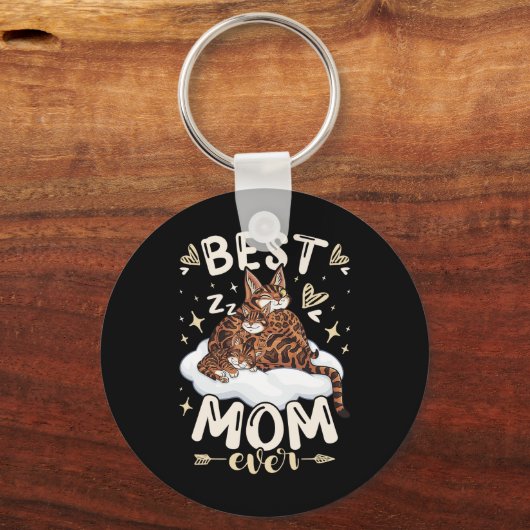 Mom Ever, Bengal Cat 2 Kittens, Mother's Day, Moth Sleutelhanger (Voorkant)