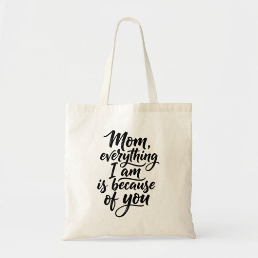 Mom Everything I Am Brush Script 4 Photo Tote Bag (Voorkant)