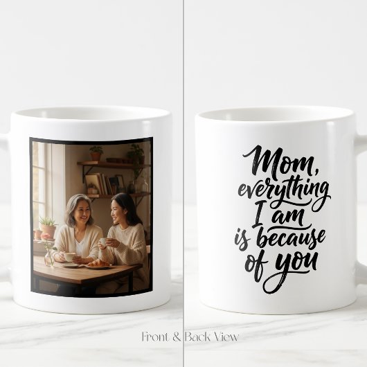 Mom Everything I Am Brush Script Easy 1 Photo Koffiemok
