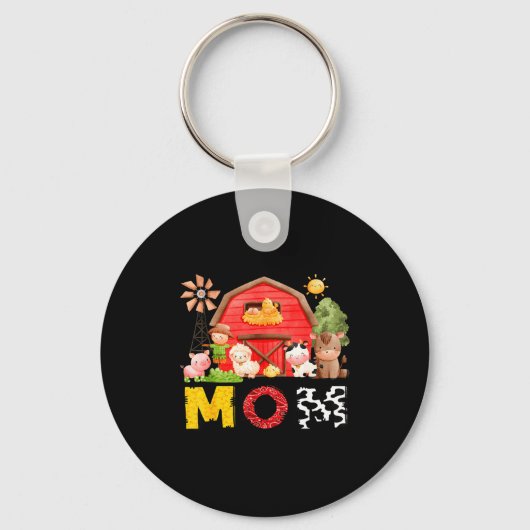 Mom Farm Cow Birthday Boy Matching Family Matching Sleutelhanger (Voorkant)