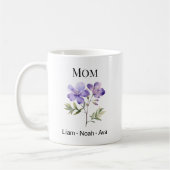 Mom February Birth Flower with Kids Names Koffiemok (Links)