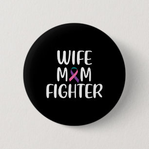 Mom Fighter Schildklierkankerbewustzijn Ronde Button 5,7 Cm