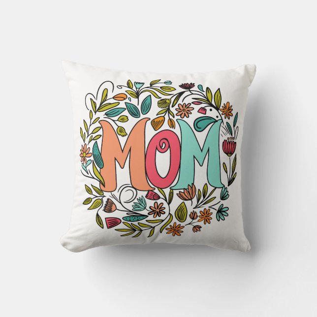Mom Floral Pillow Kussen (Voorkant)