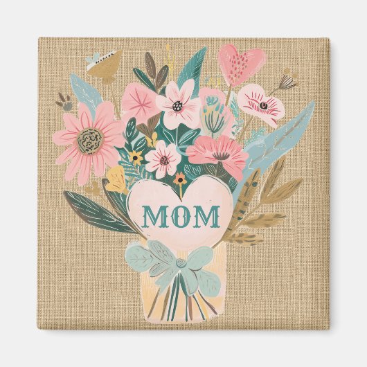 Mom Flower Bouquet Magneet (Voorkant)