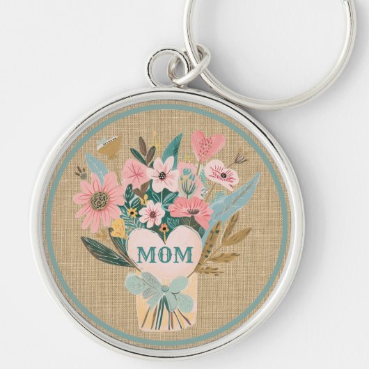 Mom Flower Bouquet Sleutelhanger (Voorkant)