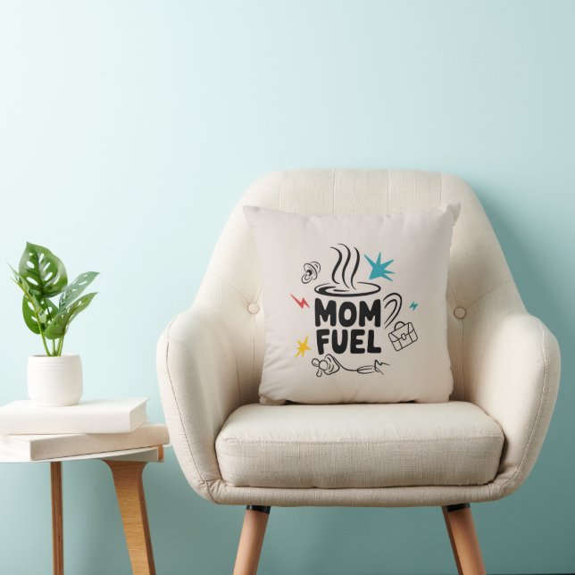 Mom Fuel Pillow - Grappig Koffie Lover Gift voor M Kussen (Stoel)