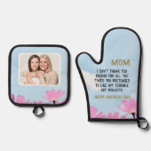 Mom Funny Quote Bloemen Bloemen Bloemen Moederdag  Ovenwant & Pannenlap Set (Voorkant)