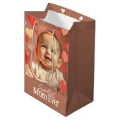 Mom Gift Voeg foto en tekst toe Medium Cadeauzakje (Voorkant Gekanteld)