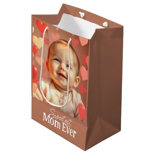 Mom Gift Voeg foto en tekst toe Medium Cadeauzakje (Voorkant Gekanteld)
