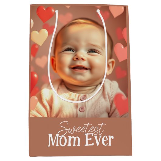 Mom Gift Voeg foto en tekst toe Medium Cadeauzakje (Voorkant)