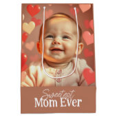 Mom Gift Voeg foto en tekst toe Medium Cadeauzakje (Achterkant)