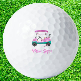 Mom Golfer Roze Polka Dot Cart Golfballen