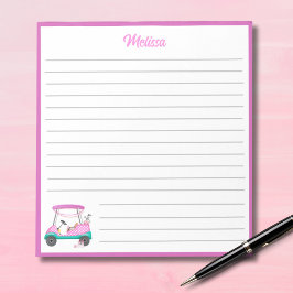Mom Golfer Roze Polka Dot Cart Naam Notitieblok
