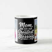Mom Greatest Blessing Brush Script 2 Photo Black Koffiemok (Center)