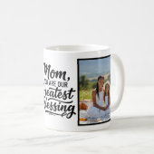 Mom Greatest Blessing Brush Script Custom 2 Photo Koffiemok (Voorkant rechts)