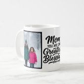 Mom Greatest Blessing Brush Script Custom 2 Photo Koffiemok (Voorkant links)