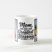 Mom Greatest Blessing Brush Script Custom 2 Photo Koffiemok (Center)