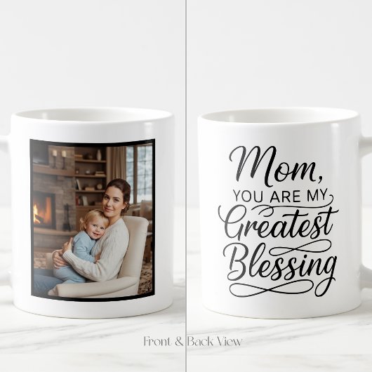 Mom Greatest Blessing Heartfelt Easy Custom Photo  Koffiemok