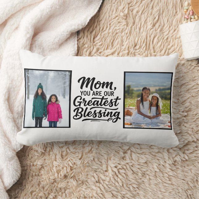 Mom Greatest Blessing Two Custom Photo Minimalist Kussen (Deken)