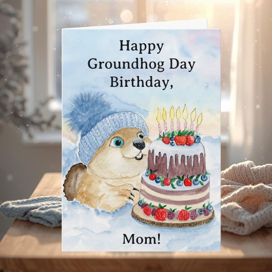 Mom Happy Groundhog Day Birthday Kaart