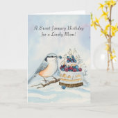 Mom Happy January Birthday Red Breasted Bird Kaart (Gele Bloem)