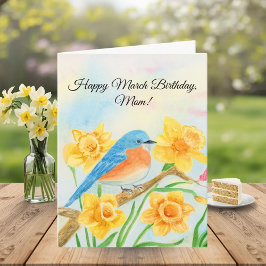 Mom Happy March Birthday Blue Bird  Kaart