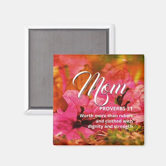 MOM Happy Moederdag PROVERBS 31 Roze Sinaasappel Magneet (Voorkant / Achterkant)
