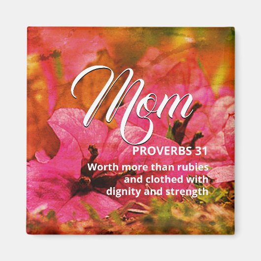 MOM Happy Moederdag PROVERBS 31 Roze Sinaasappel Magneet (Voorkant)
