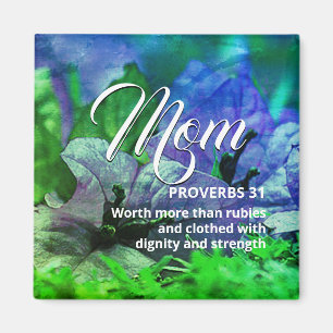 MOM Happy Mother's Day PROVERBS 31 Blue Green Magneet