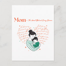 Mom Heart Love Typography Motherhood Art Briefkaart